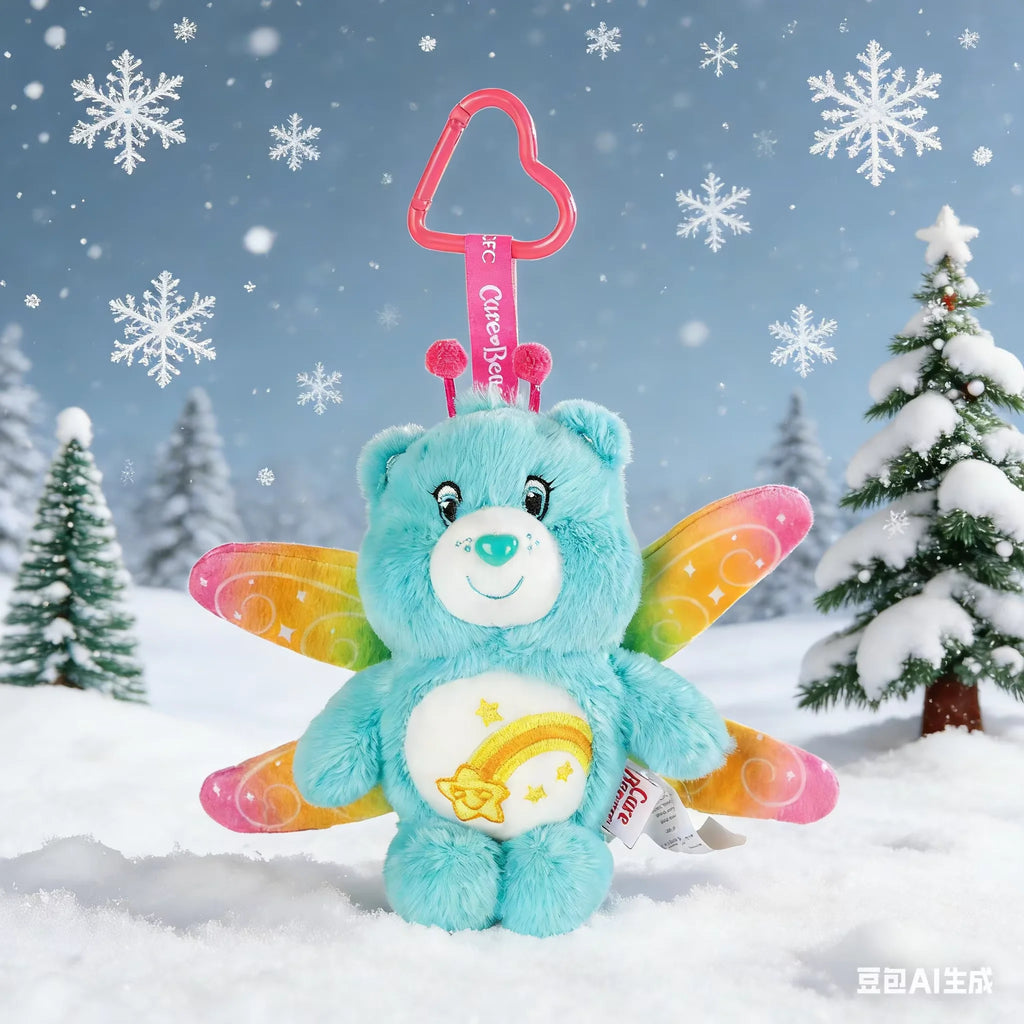 New Genuine Carebears Plush Rabbit Hat Keychain Rainbow Bear Doll Pendant School Bag Ornament Gift