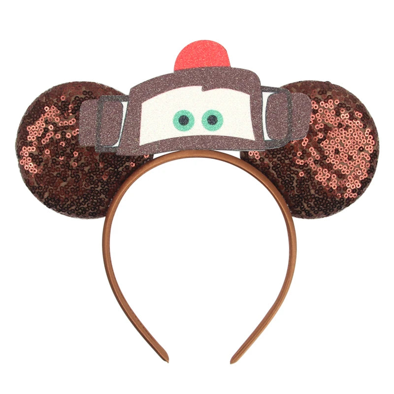 Disney Pixar Cars Kawaii Ear Headbands for Adults Lightning McQueen Hairband Cars on The Road Headwear Girl Bow Hair Accessories