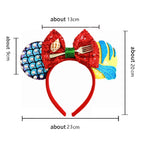 Mouse Ears Headband Cartoon Sequin Bows Headband Birthday Party Christmas Halloween Princess Cosplay Costume For Women Adult