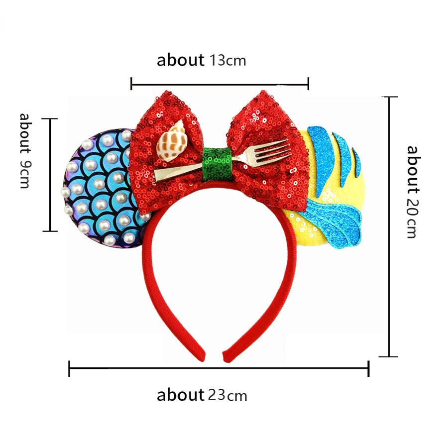 Mouse Ears Headband Cartoon Sequin Bows Headband Birthday Party Christmas Halloween Princess Cosplay Costume For Women Adult