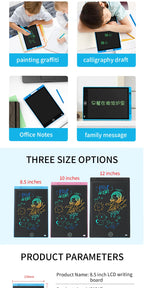 Multi-Size LCD Writing Tablet for Kids 6.5/8.5/10/12 Inch- Reusable Drawing Board, Eye Protection, Lock & Erase Educational Gift