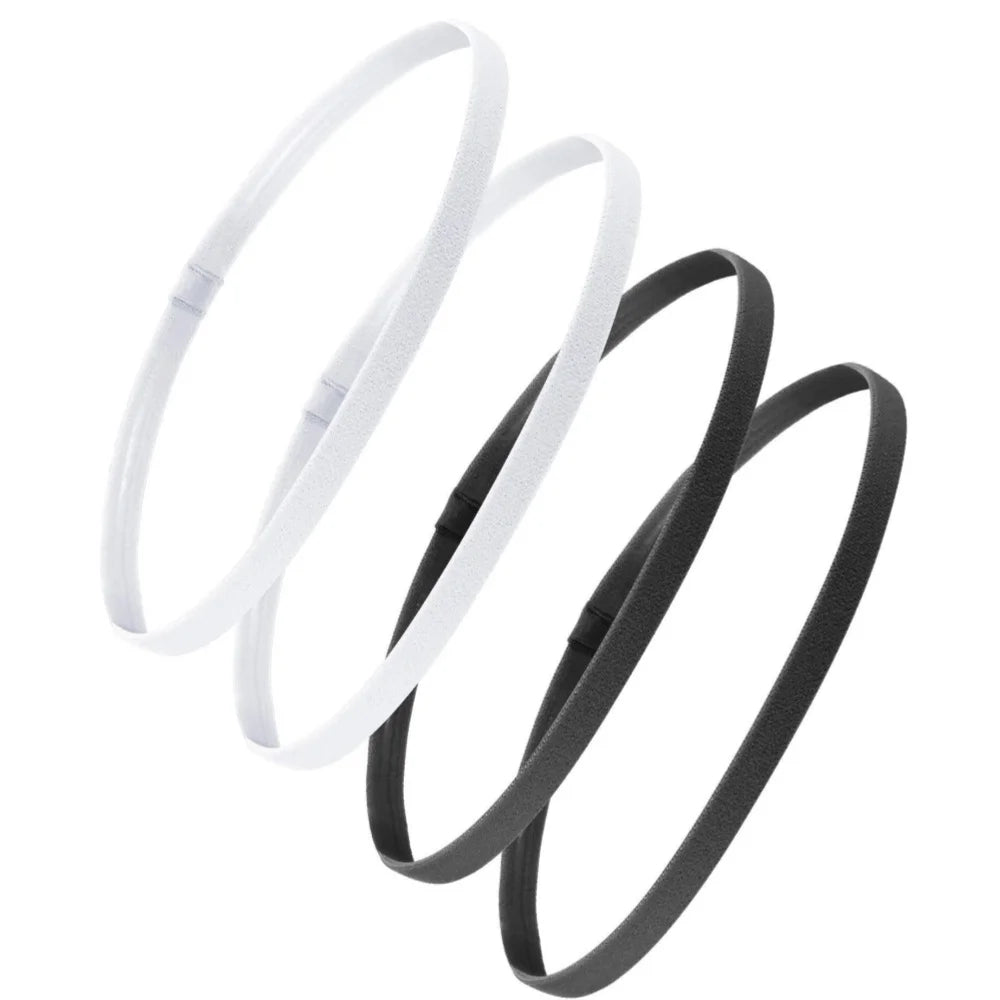 4PCS Unisex Sports Thin Headband Non-Slip Elastic Women Men Yoga Hair Bands Sweatband Football Running Biking Sports Hairband