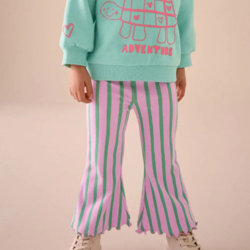 Jumping Meters  2-7T Flare Pants Printed Full Length Hot Selling Girls Leggings Pants Striped Pencil Pants Autumn Kids Trousers