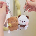 Cartoon Panda Bubu and Yier Keychain Pendant Dolls Cute Panda Bear Doll Keyring Handbag Decor Accessories Couple Gifts