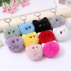 Blush Cat Ball Original Design Cartoon Handmade Plush Pendant Cat Keychain Girly Gift for Girls