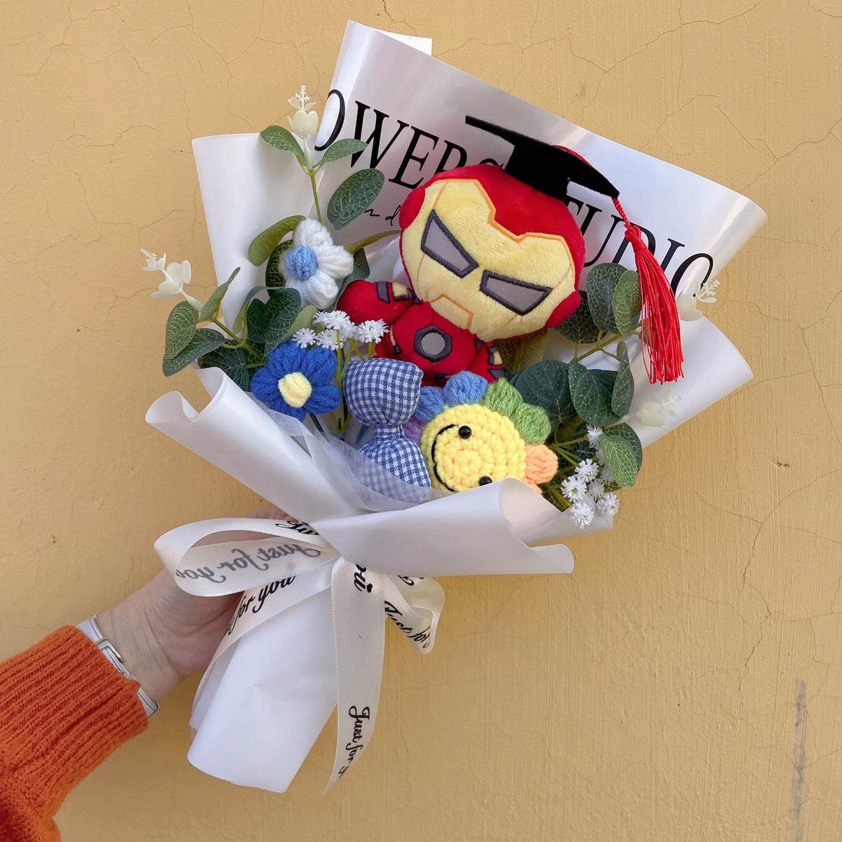Amine Super Hero Spider-Man Stuffed Plush Dolls Creative Handmade Bouquets for Boys Graduation Christmas Birthday Gifts