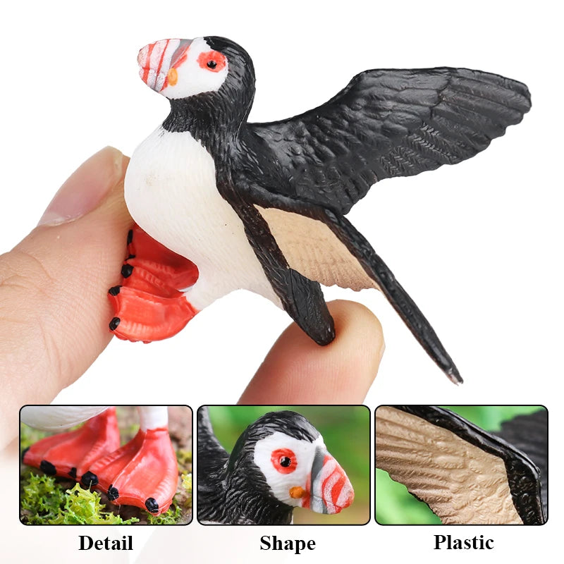 Oenux Bird Forest Animal Parrot Macaw Cockatiel Cockatoo Agapornis Puffin Model Solid PVC Garden Decoration Education Kids Toy