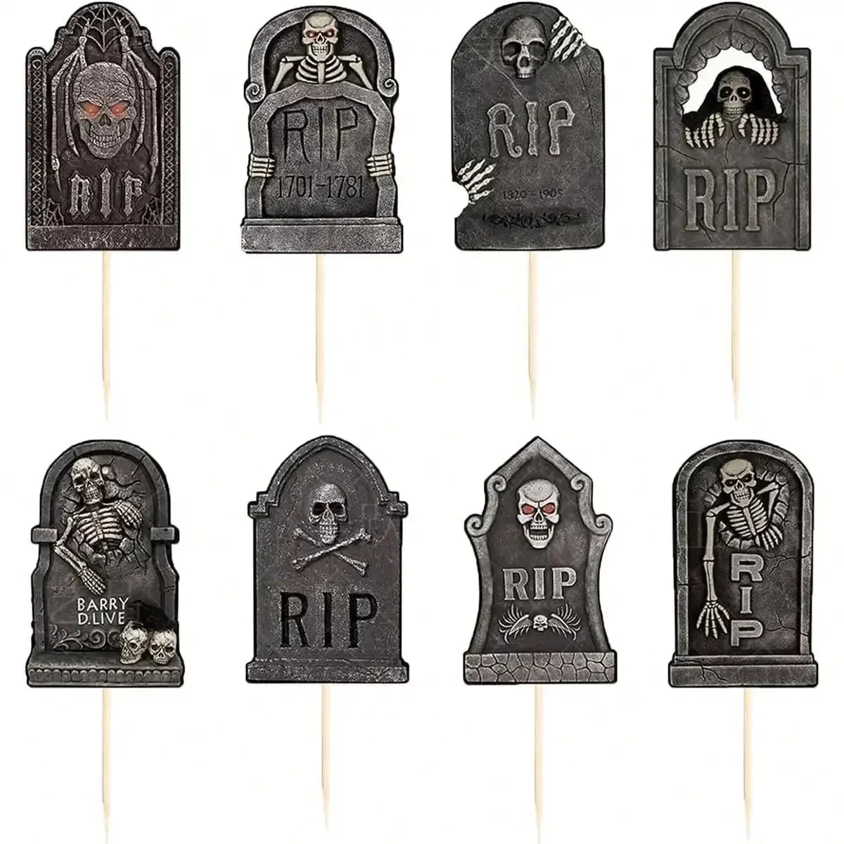Multi pcs Halloween Cupcake Toppers Cake Decorations Tombstones Graveyard Cupcake Toppers With Novelty Mini Shovel Spoons
