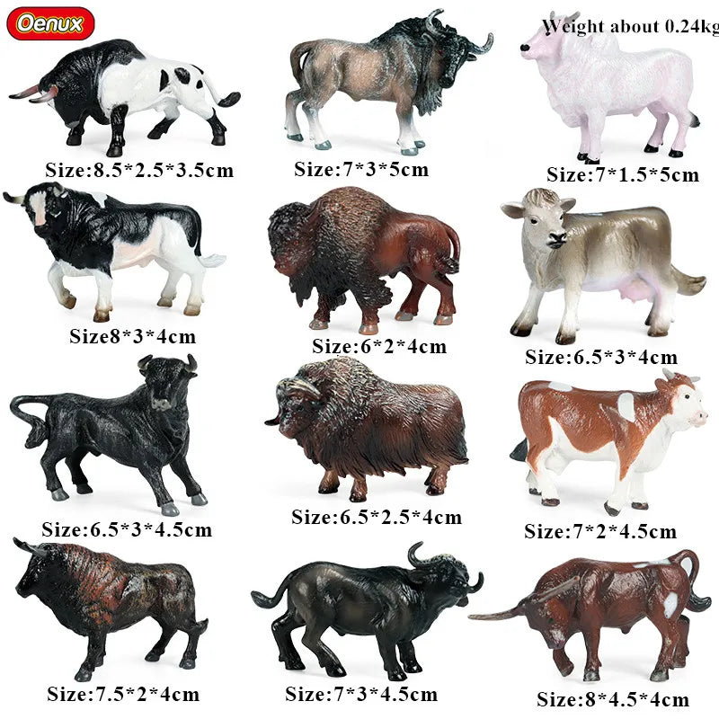 Oenux Montessori Miniature Lion Shark Horse Dinosaur Animals Model Set Action Figures Figurine Zoo Cute Education Kids Toy Gift