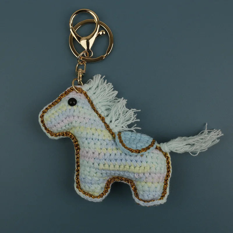 Funny Zebra Crochet Keyrings For Bag Pendant Handmake Animal Doll Knitting Keychain Cute Sheep Keyrings Gifts Custom Accessories