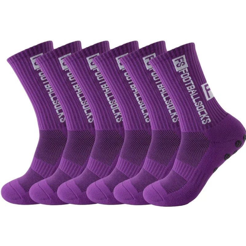 6Pairs/Lot FS Football Socks New Style Round Silicone Suction Cup Grip Anti Slip Soccer Socks Sports Men Baseball Rugby Socks