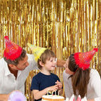 2Meters Party Backdrop Curtains Glitter Gold Tinsel Fringe Foil Curtain Birthday Wedding Decoration Adult Anniversary Decortion