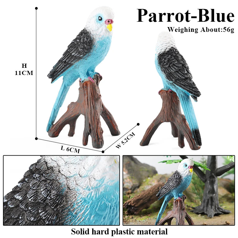 Oenux Bird Forest Animal Parrot Macaw Cockatiel Cockatoo Agapornis Puffin Model Solid PVC Garden Decoration Education Kids Toy