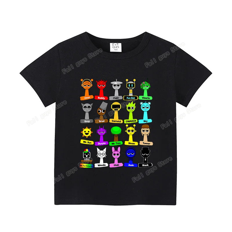 Sprunkis T-shirts Cartoon Oren Wenda Outdoor Clothes Short Sleeve Summer Cute Base Top Funny Birthday Gift