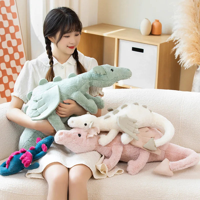 30/50/70/90cm Flying Dragon Action Figure Stuffed Toy Flying Wings Dinosaur Rag Doll White Green Blue Pink Dinos Birthday Gift