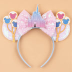 2026 Trip Mouse Ears Headband for Girls Women Sequin Castle 5"Bow Hairband Festival Party Cosplay DIY Hair Accessories