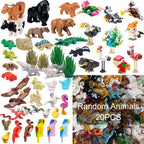 MOC Animal Scene Building Blocks Zoo Ducks Cat Dog Penguin Eagle Dove Wolf Bear Deer Shark Snake Mice Sheep DIY Toys Bricks K055