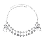 Retro Silvery Alloy Hollow Moon Pendant Forehead Headpiece for Women Boho Ethnic Indian Hippie Party Hair Accessories Jewelry