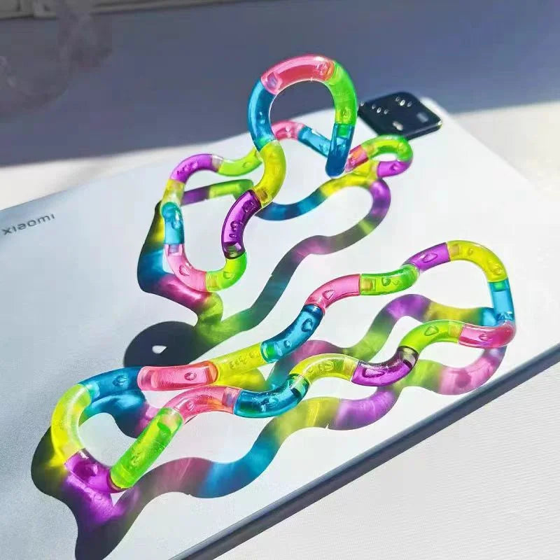 Deformable Rope Fidget Toy Deformation Rope Knot Pressure Stress Relief Toys Rrainbow Color Anti Stress Deformable Rope Best Toy