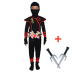 Black Ninja Costume Boy Halloween Japanese Samurai Costume Kid Anime Muscle Costume with Foam Accessories Best Children Gift