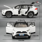 Model Car 1/32 RAV4 Alloy Diecast Collectible Toy Car with Light and Sound Toy Vehicle Door Can Be Opened for Boys Kids Toddler
