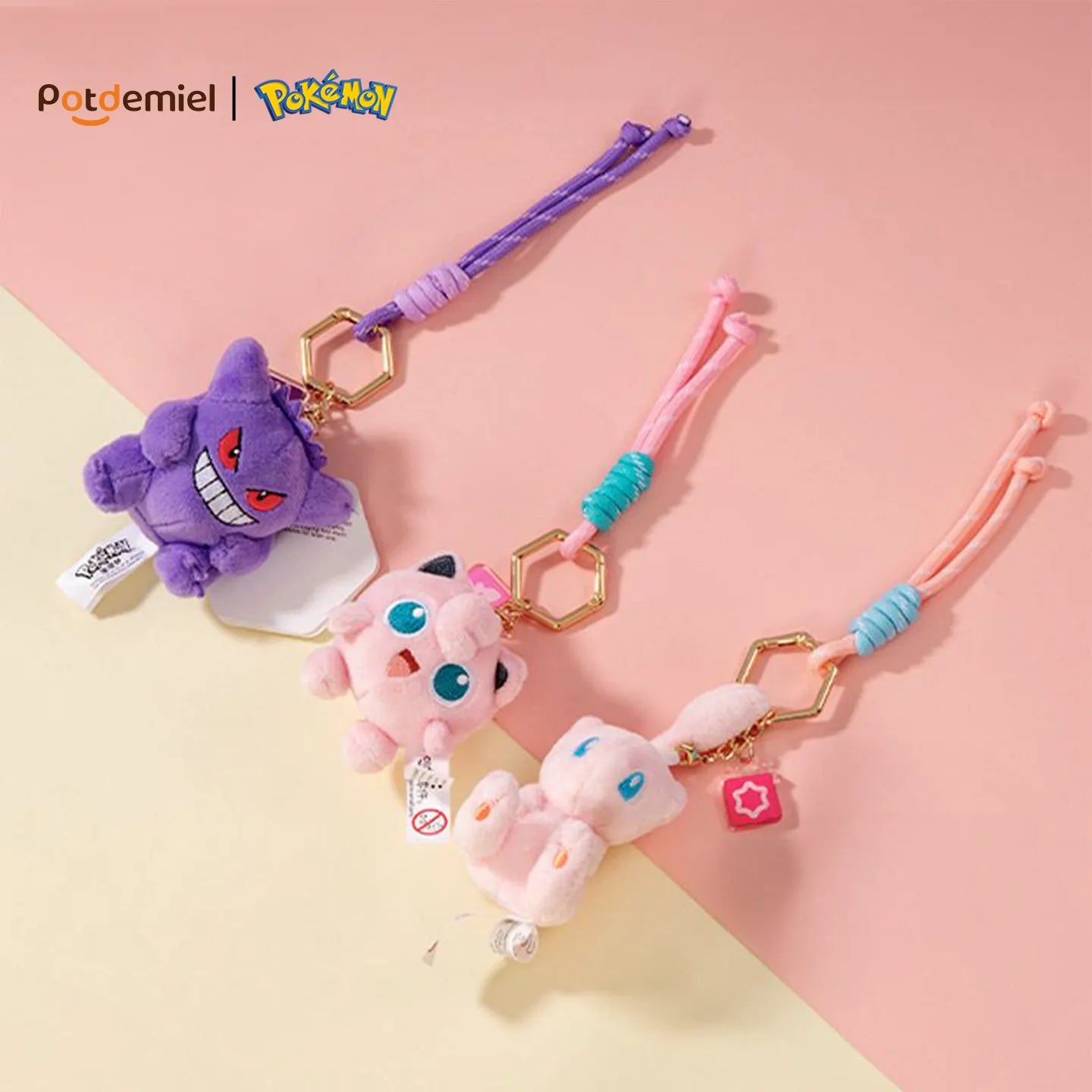 Original Anime Pokemon Kawaii Pikachu Keychain Gengar Mew Sprigatito Mimikyu Stuffed Toy Cute Plush Keyring Doll Pendant Gift
