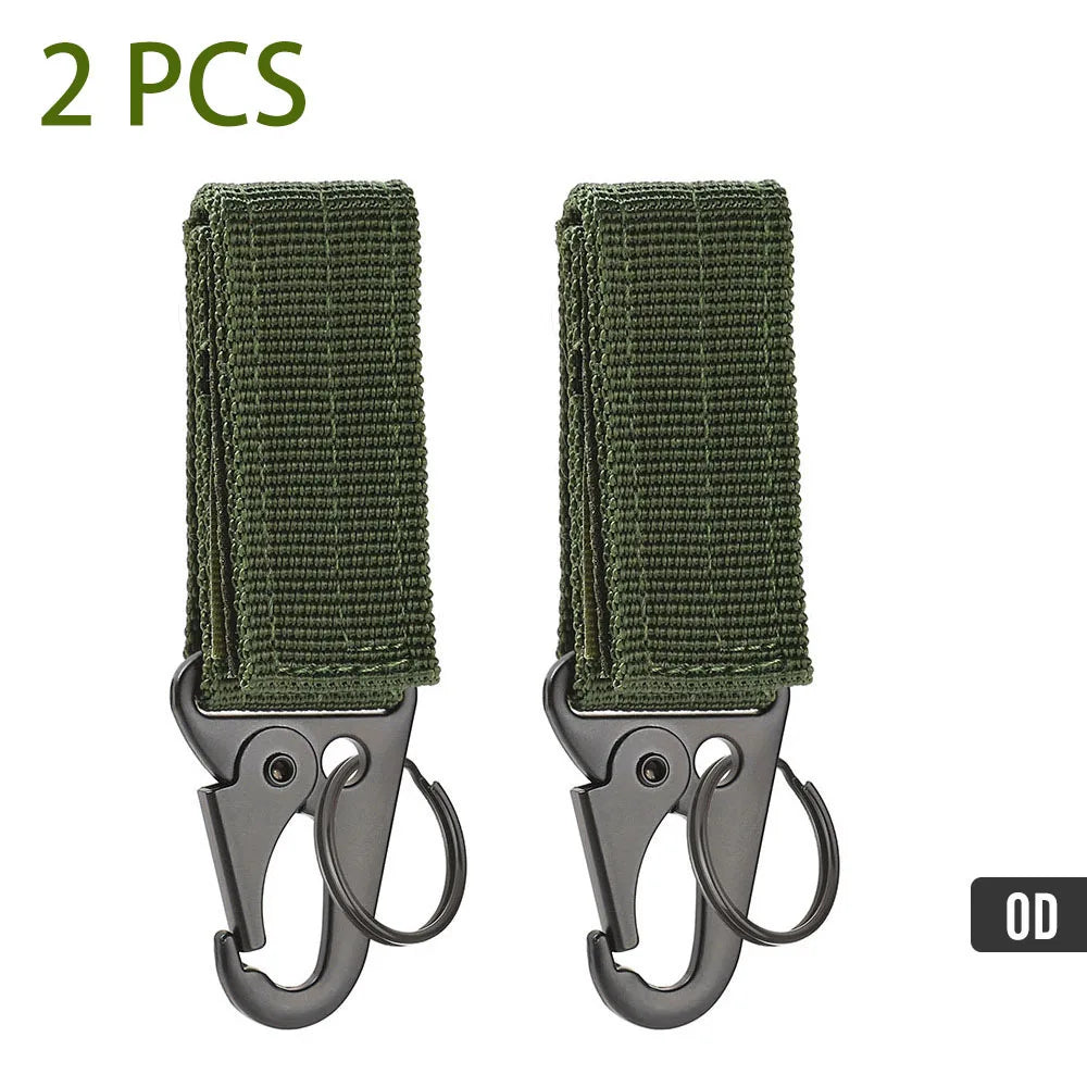 2/5 PCS.Tactical Hanging Buckle Molle Nylon Webbing Carabiner Belt Triangle Keychain for Outdoor Climbing Camping Tool Accessory