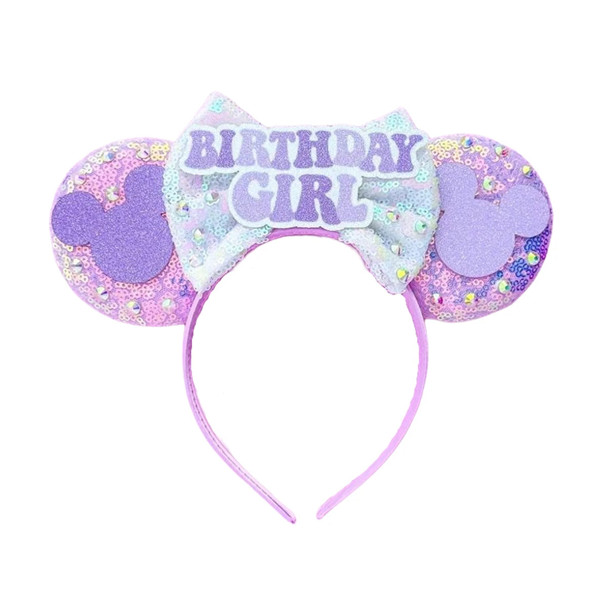 Mouse Ears Headband Cartoon Sequin Bows Headband Birthday Party Christmas Halloween Princess Cosplay Costume For Women Adult