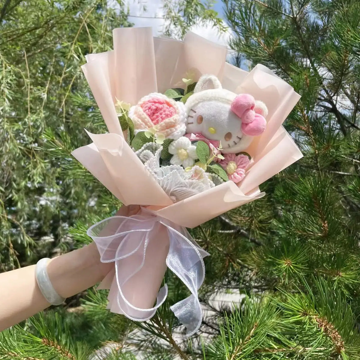 Cartoon Hello Kitty Plush Bouquet Plush Doll Toy Stuffedn Animals Christmas Valentine Graduation Birthday Gifts For Girls