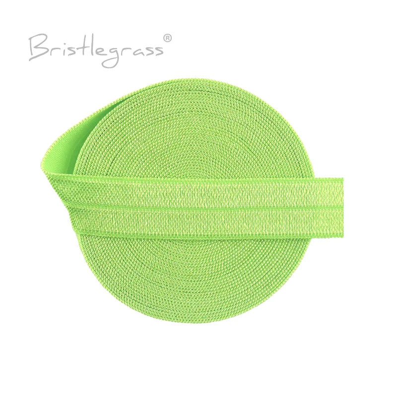BRISTLEGRASS 2 5 10 Yard 5/8" 15mm Solid FOE Shiny Fold Over Elastic Spandex Satin Band Hair Tie Headband Dress Sewing Lace Trim