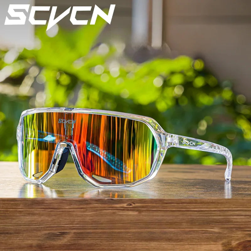 SCVCN Hiking Eyewear Sports Glasses for Men MTB Bike Bicycle Sports UV400 Hunting Driving Cycling Glasses Fashion Sunglasses