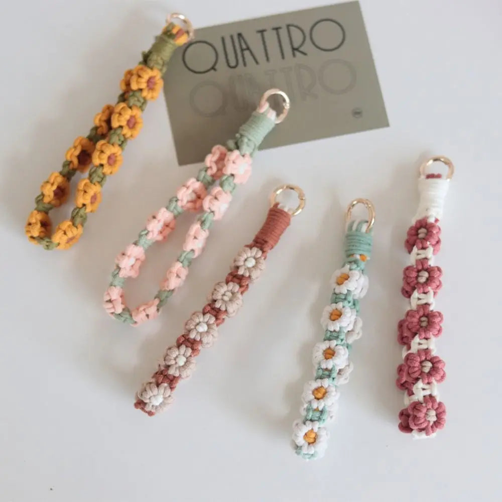 Korean Style Boho Phone Case Rope Keyring Bag Hanging Crochet Macrame Wristlet Phone Wristband DIY Craft Accessories