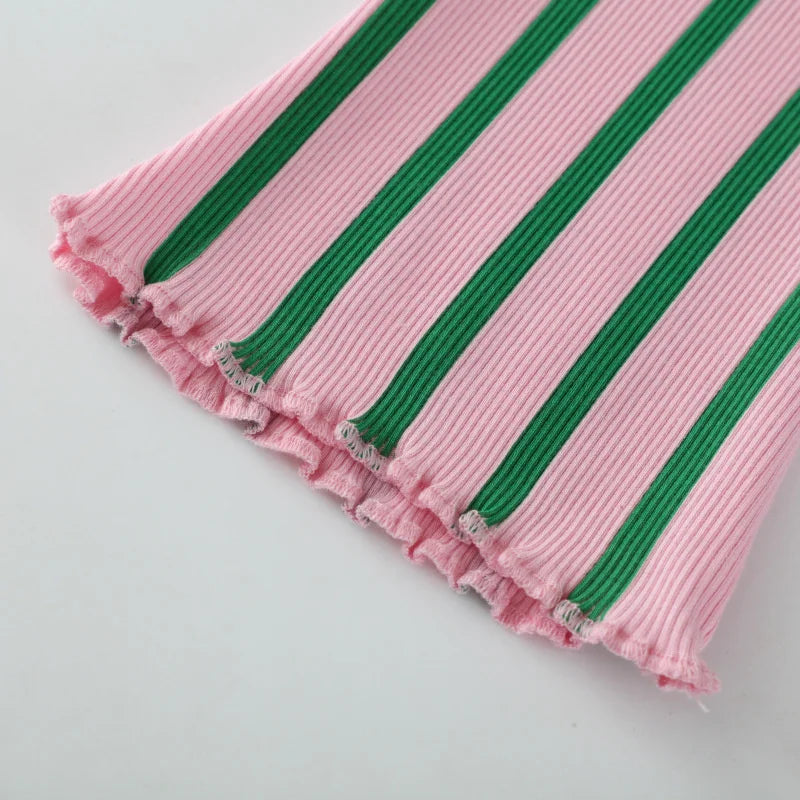 Jumping Meters  2-7T Flare Pants Printed Full Length Hot Selling Girls Leggings Pants Striped Pencil Pants Autumn Kids Trousers