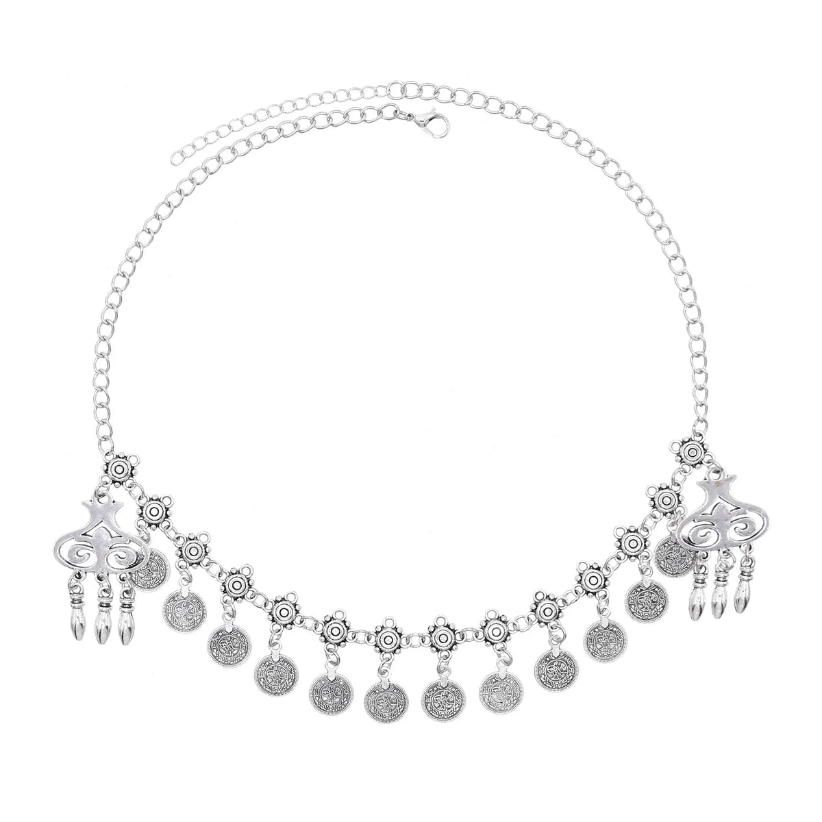 Retro Silvery Alloy Hollow Moon Pendant Forehead Headpiece for Women Boho Ethnic Indian Hippie Party Hair Accessories Jewelry