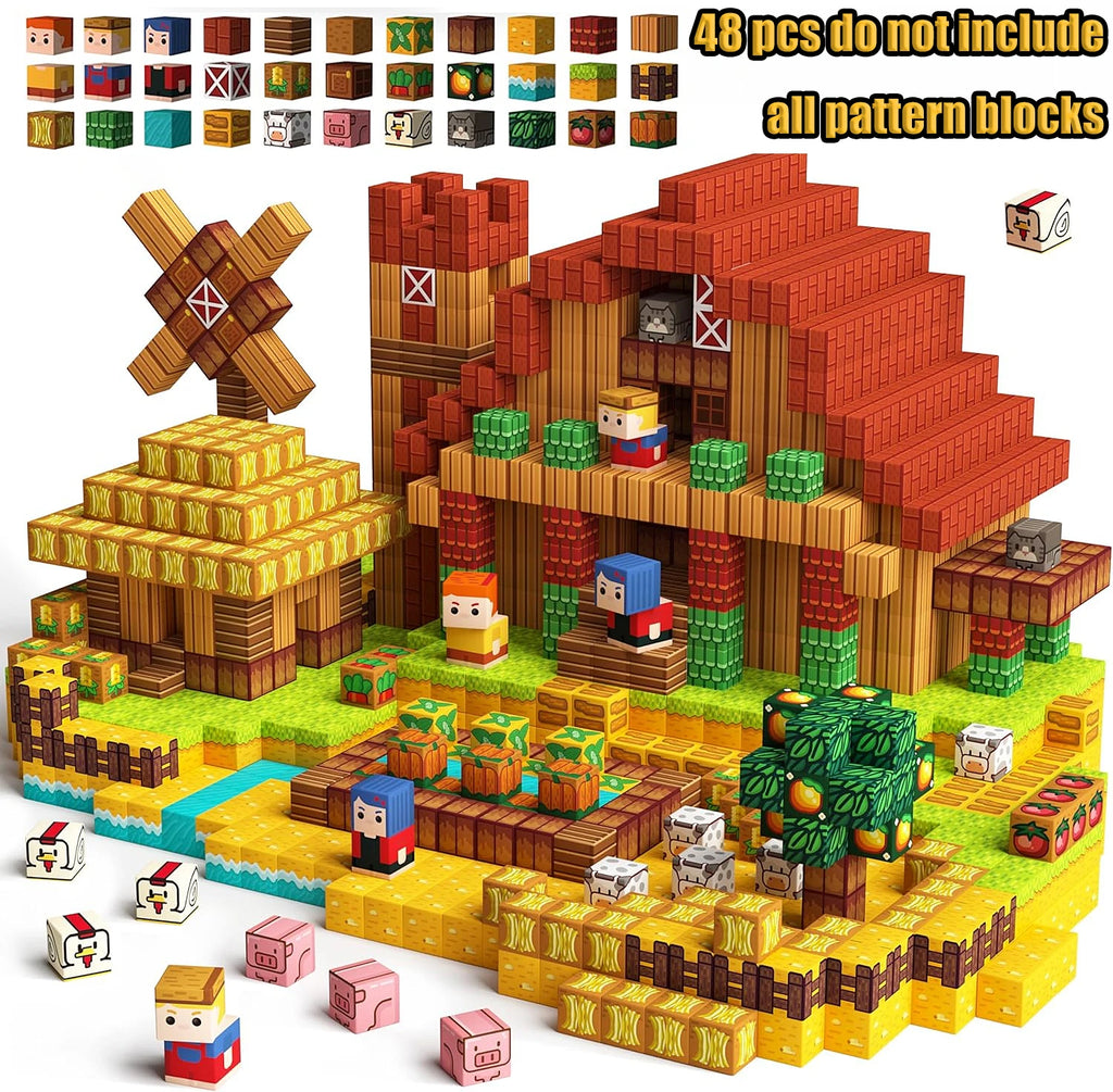 Magnetic Building Blocks Mine World Magnetic Pool Castle Villa Party Construction Brick Cube STEM Boy Girl Children Toy Set Gift