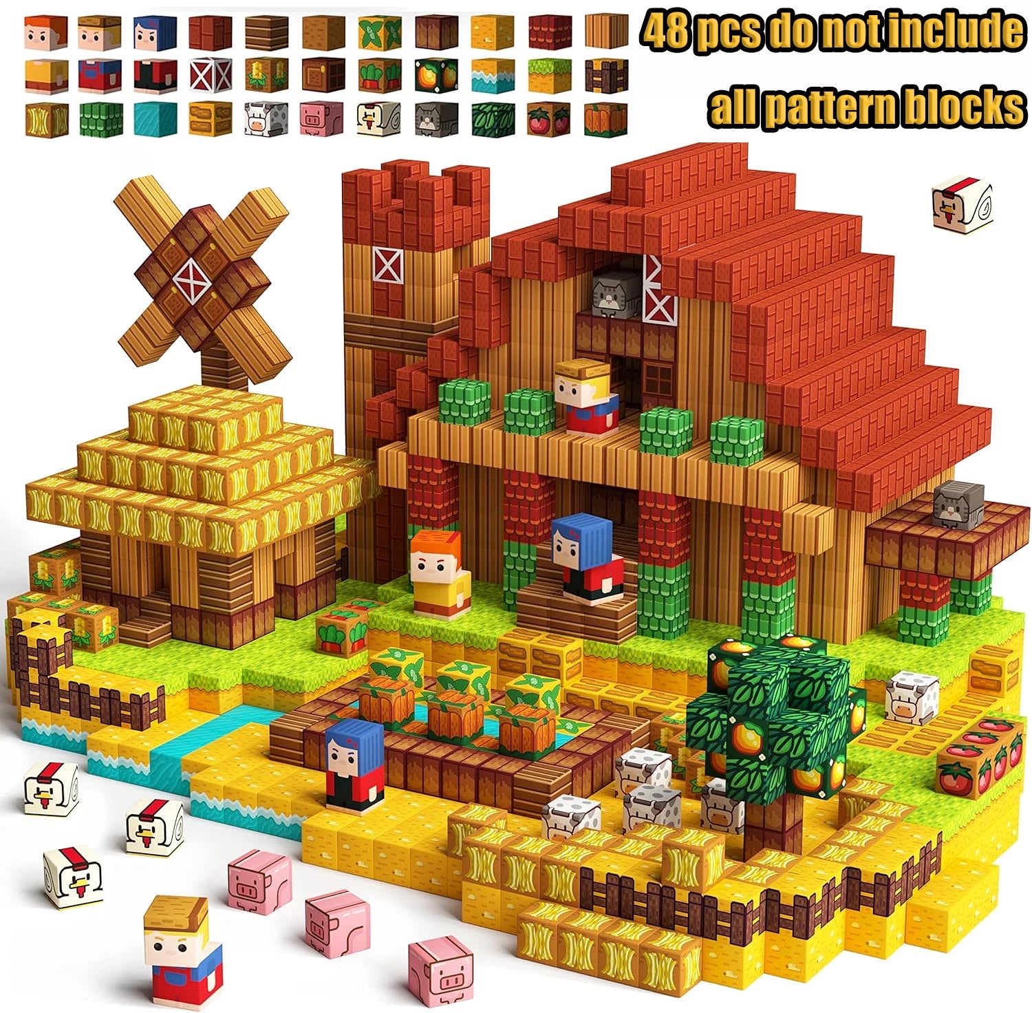 Magnetic Building Blocks Mine World Magnetic Mine Exploration Construction Brick Cube STEM Toy Set Gift for Boy Girl Children