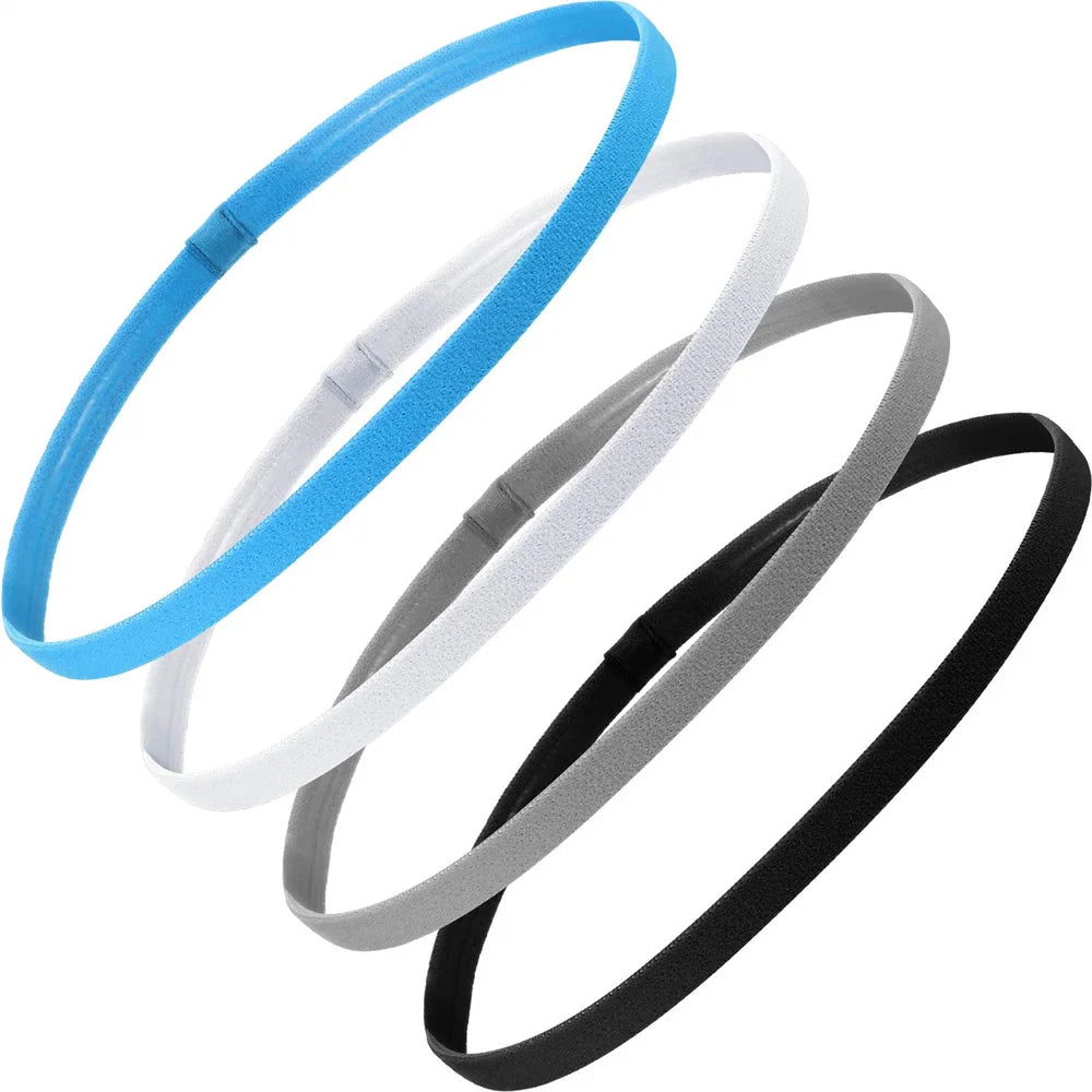 4PCS Unisex Sports Thin Headband Non-Slip Elastic Women Men Yoga Hair Bands Sweatband Football Running Biking Sports Hairband