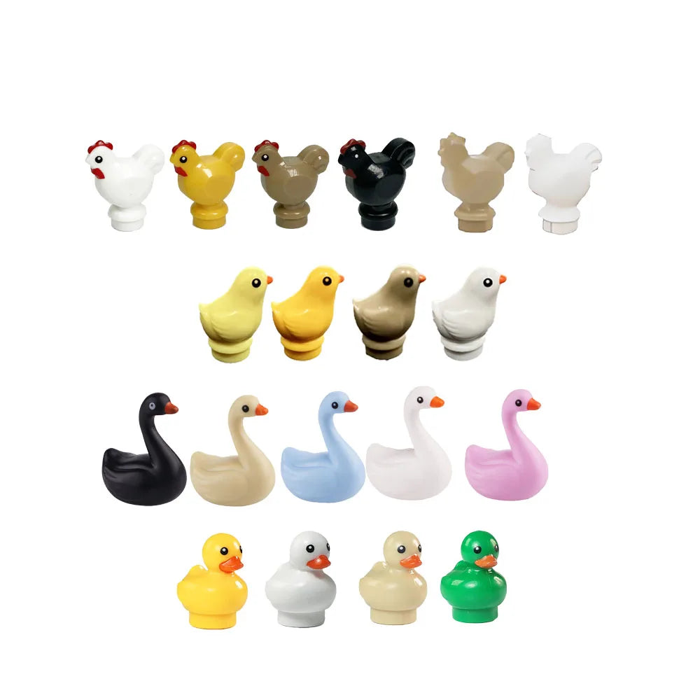 MOC Animal Scene Building Blocks Zoo Ducks Cat Dog Penguin Eagle Dove Wolf Bear Deer Shark Snake Mice Sheep DIY Toys Bricks K055
