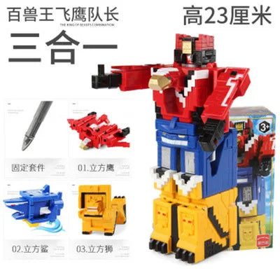 Power Assembling Educational Toys Math Cube Transformation Robot Digits Puzzle Ranger Animals boy toy for Kids