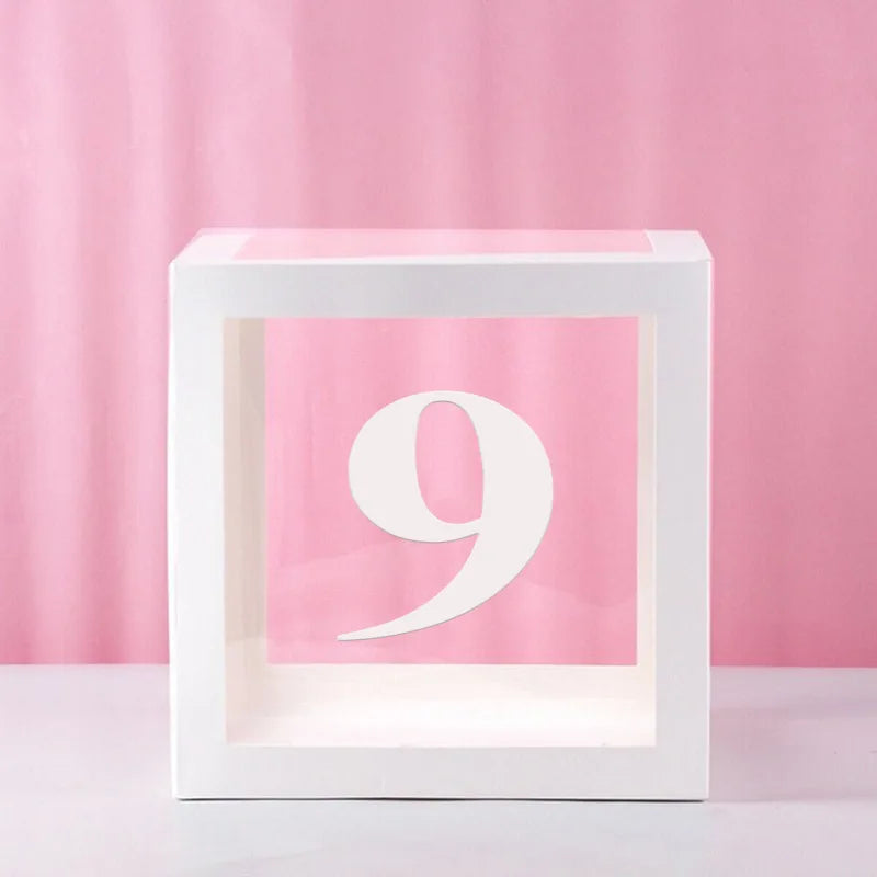 Transparent Letter Balloon Box Baby Shower Decorations Happy Birthday Wedding Decor 1st Birthday Party Supplies Balloon Box