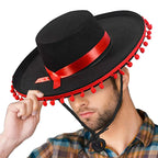 Spanish-style Hat Soft Sombrero Caps Traditional Halloween Zoro fuzz ball Mexican Sombrero Hats Wide Brim Design Carnival Costum