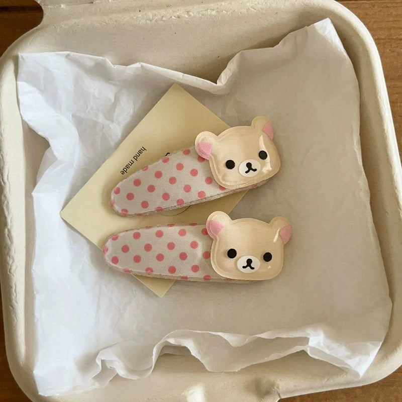 Kawaii Rilakkuma Bangs Side Clip Cartoon Cute Wave Point BB Hair Clip Lazy Bear Angel Winged Versatile Hairpin Birthday Gifts