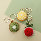 Cute Fruit Series Crochet Keychain Handmaking Knitted Strawberry Keyrings Cute Cherry Keyrings For Bag Pendant Custom Accessory