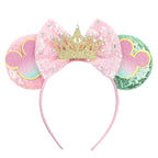 2026 Trip Mouse Ears Headband for Girls Women Sequin Castle 5"Bow Hairband Festival Party Cosplay DIY Hair Accessories