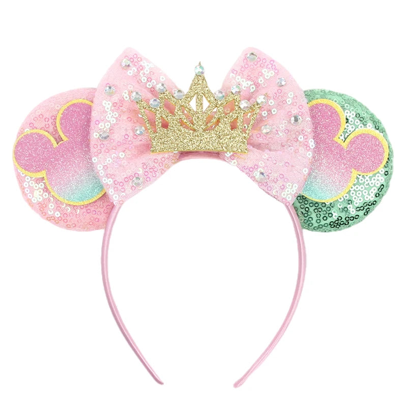 2026 Trip Mouse Ears Headband for Girls Women Sequin Castle 5"Bow Hairband Festival Party Cosplay DIY Hair Accessories
