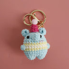 Cute Small Bear Couple Keychains Knitting Cartoon Bear Mini Animal Doll Keyrings Crochet Keychain Wholesale Custom Acceessories
