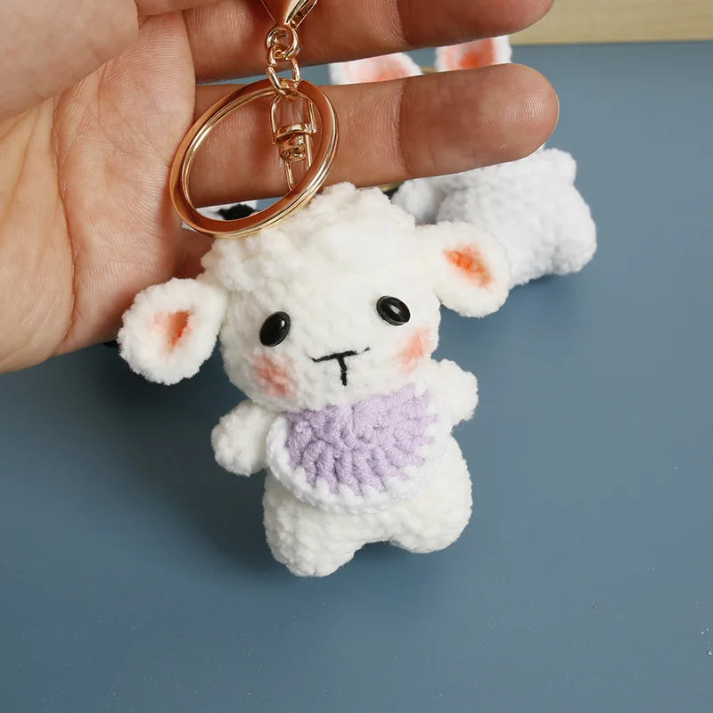Funny Sheep Doll Crochet Keychains Custom Crochet Cartoon Animal Doll Series Keyring Knitting Bee Doll Cute Keychain Wholesale