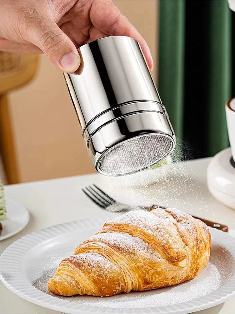 Duster With Cover Cocoa Powder Coffee Stainless Steel Duster Fine Mesh Bucket Seasoning Bottle Home Kitchen
