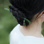2pcs Chinese Fashion Hairpin Retro Bamboo Disc Hair Needle High-grade Resin Material Suitable for Women's Daily Hair Accessories