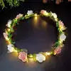 Luminous Rose Flower Headband LED Light up Wreath for Women Girl Bridal Wedding Party Hairband Christmas Valentine's Day Gifts